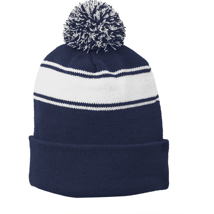 Sport-Tek Stripe Pom Pom Beanie - Custom Branded Promotional  display picture 3