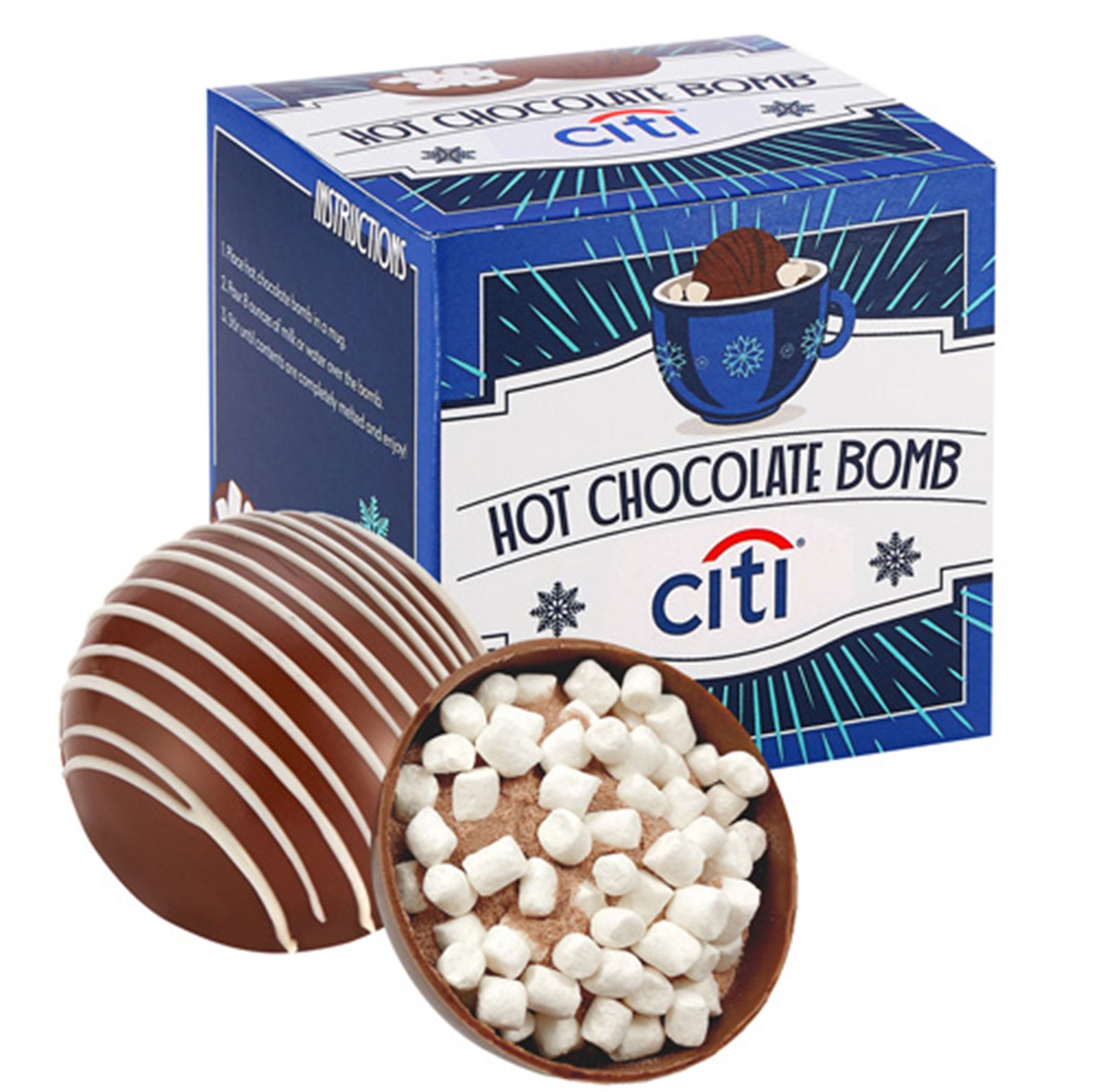 Hot Chocolate Bomb Box Custom Branded Promotional Food Candy Swag