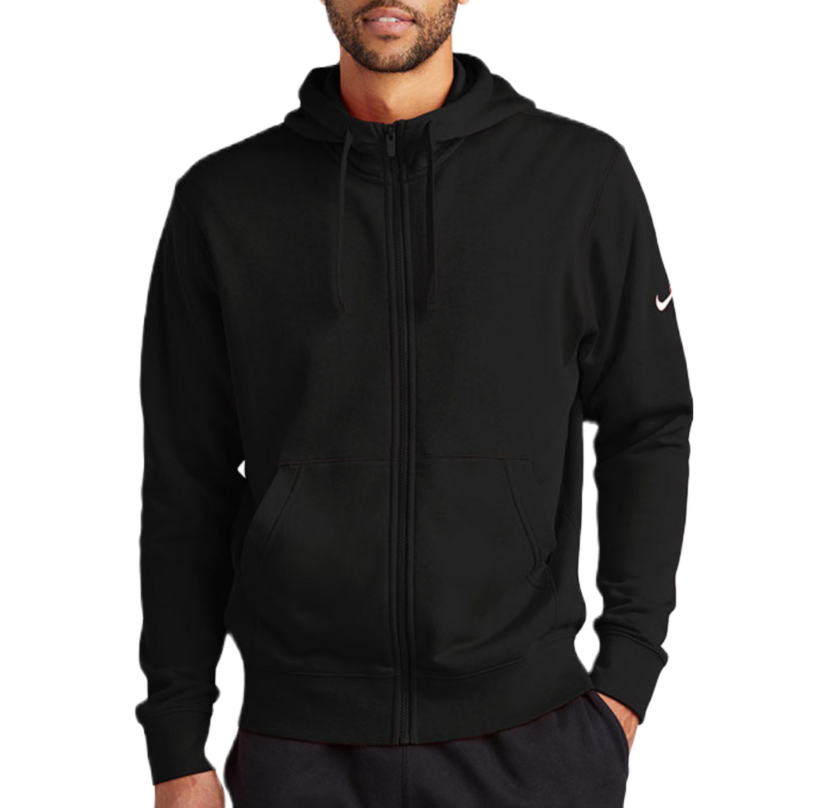 nike full zip club fleece hoodie black